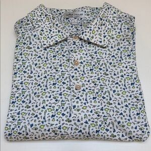 Peter Millar Summer Comfort Polo with Blue & Green Micro-Print